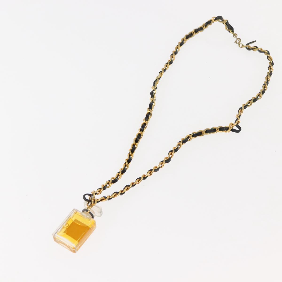 CHANEL perfume Necklace metal 2Set Gold CC Auth bs29547