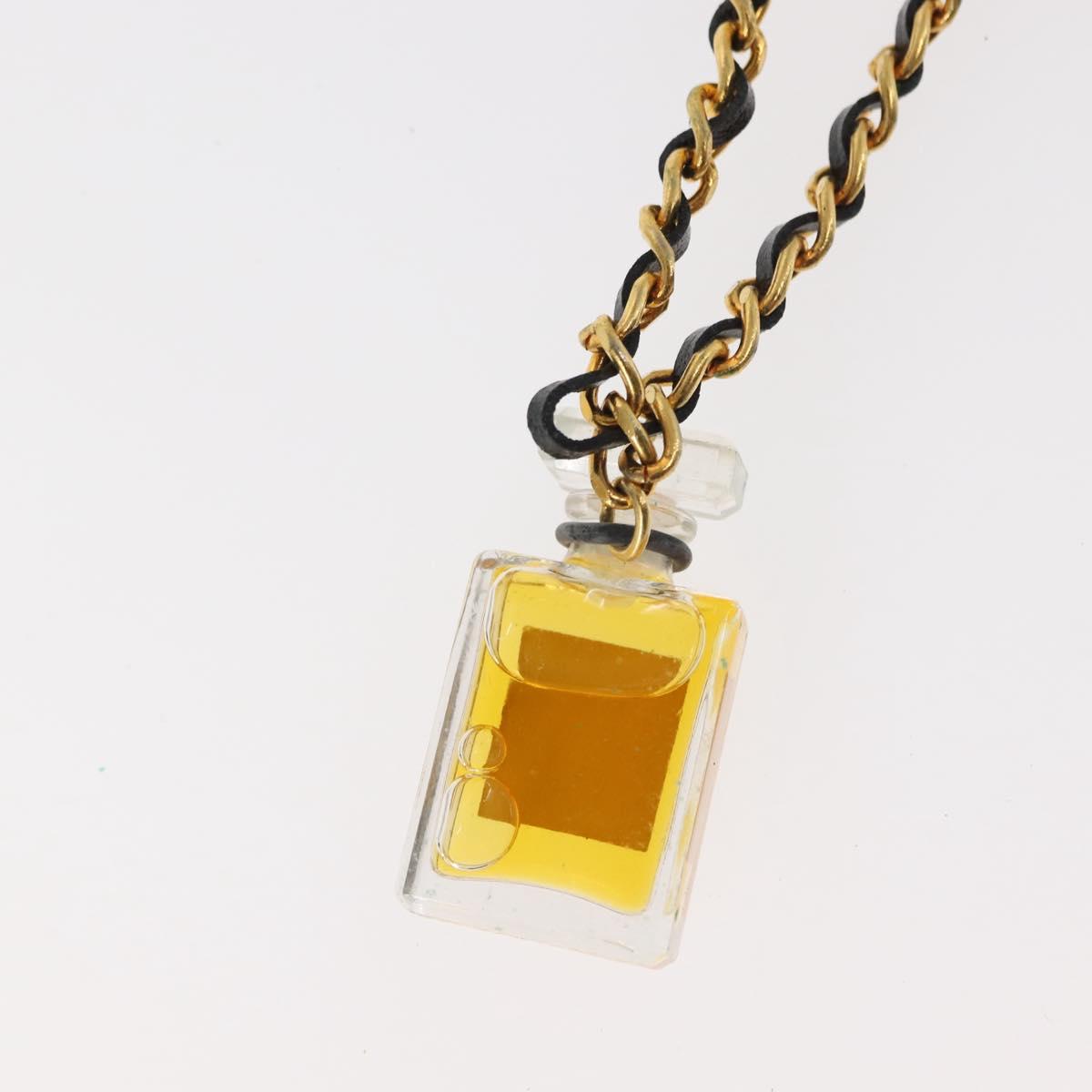CHANEL perfume Necklace metal 2Set Gold CC Auth bs29547