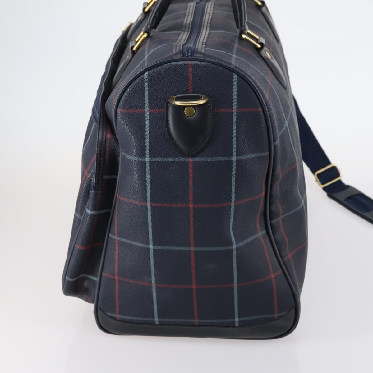 Burberrys Boston Bag PVC Canvas 2Set Navy Green Auth bs29550