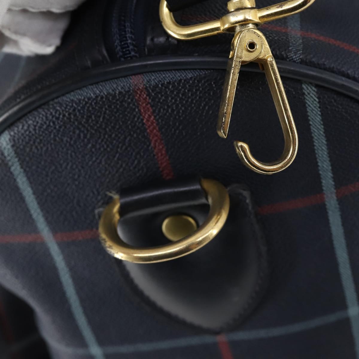 Burberrys Boston Bag PVC Canvas 2Set Navy Green Auth bs29550