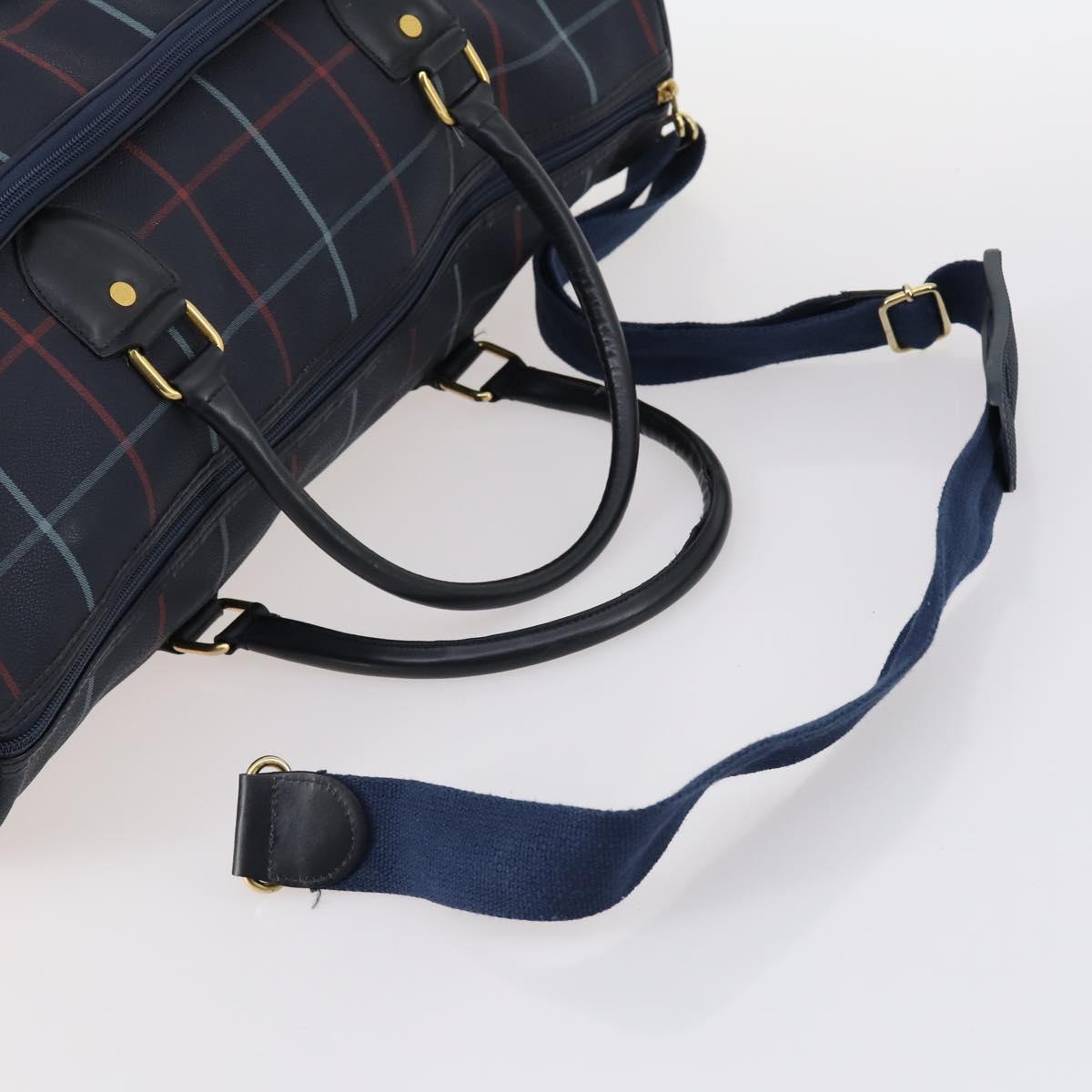 Burberrys Boston Bag PVC Canvas 2Set Navy Green Auth bs29550