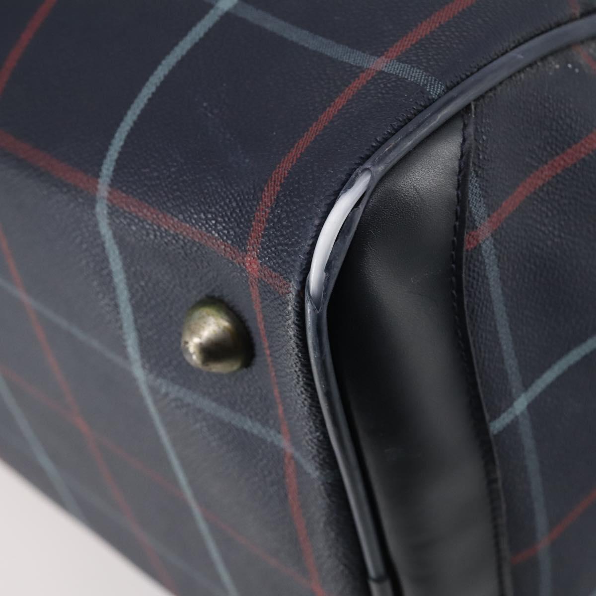 Burberrys Boston Bag PVC Canvas 2Set Navy Green Auth bs29550