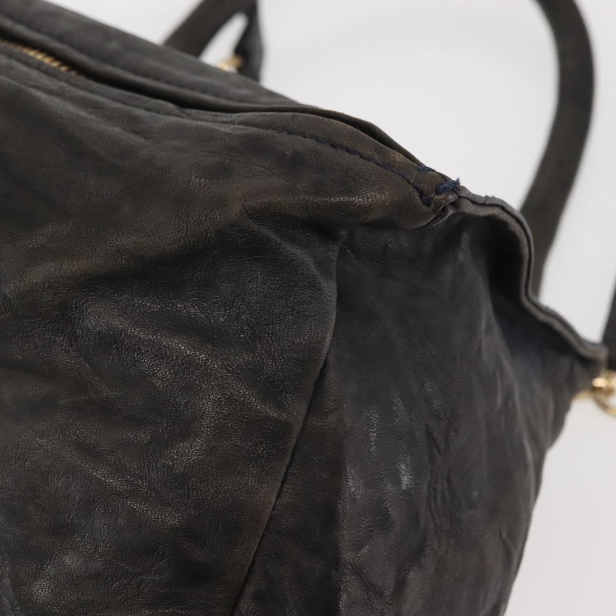 GIVENCHY Pandora Hand Bag Leather 2way Black Gold Auth bs29556