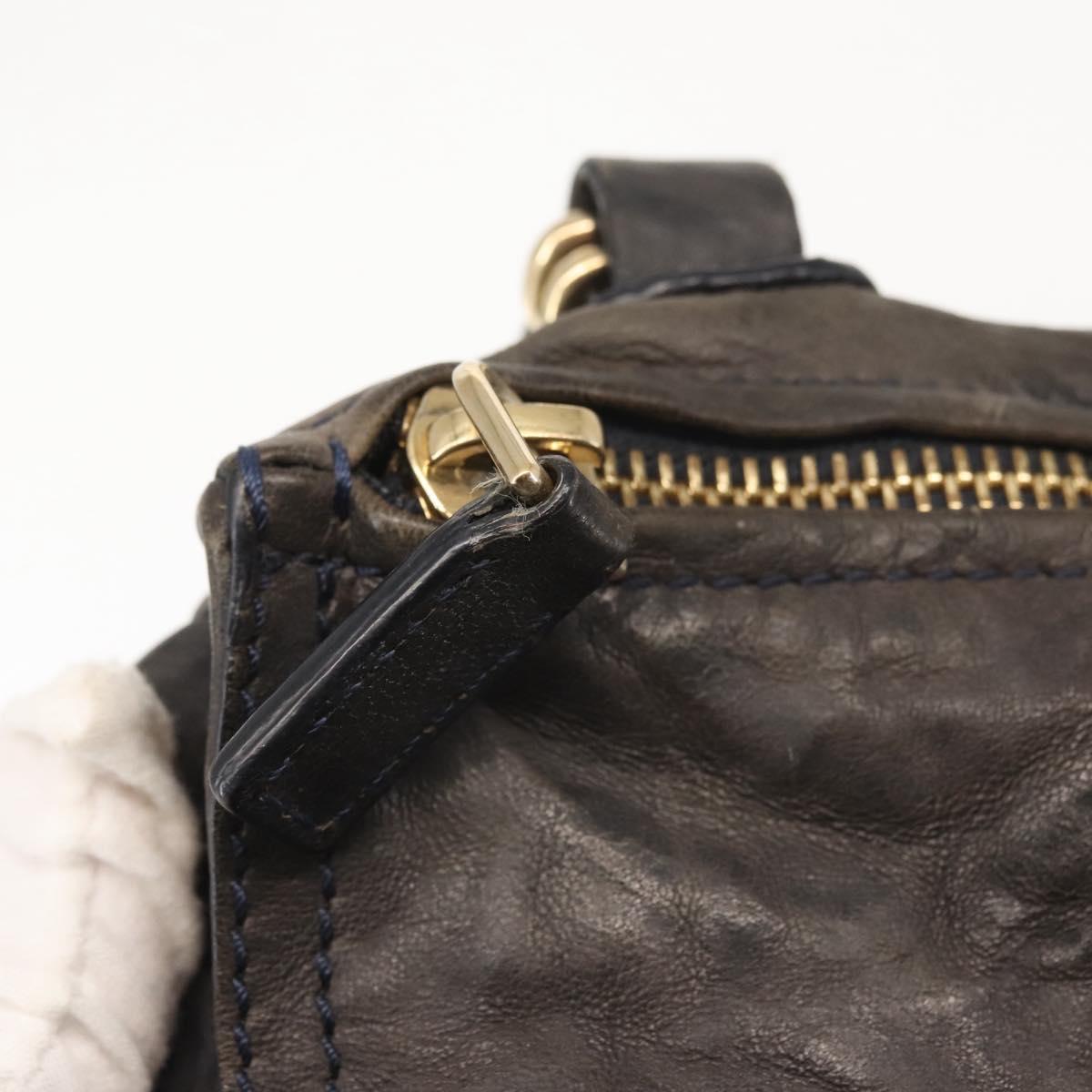 GIVENCHY Pandora Hand Bag Leather 2way Black Gold Auth bs29556