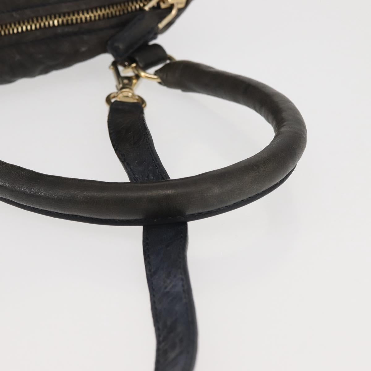 GIVENCHY Pandora Hand Bag Leather 2way Black Gold Auth bs29556
