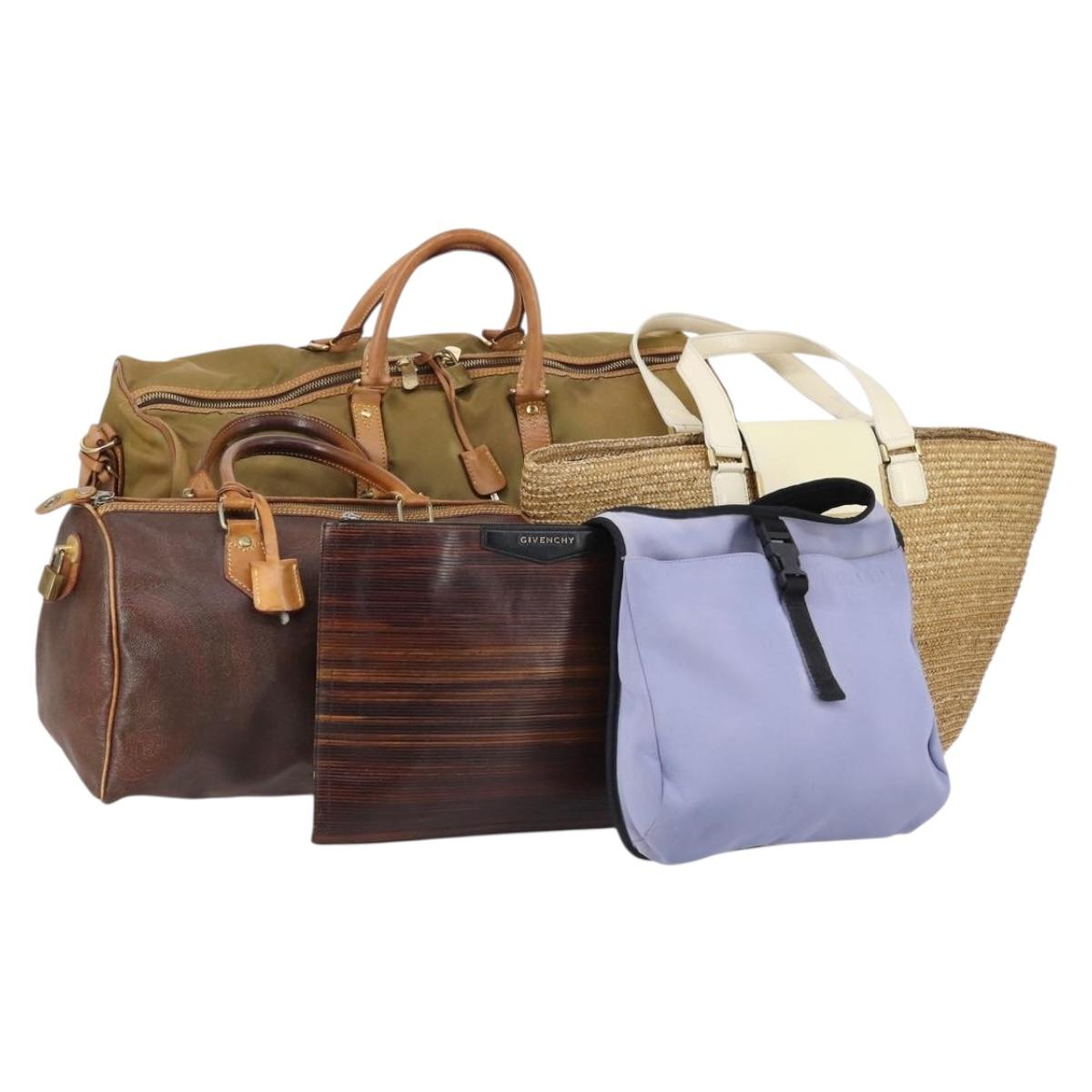 Jimmy Choo Miu Miu Etro Givenchy Bag Nylon PVC Straws 5Set Beige Auth bs29558