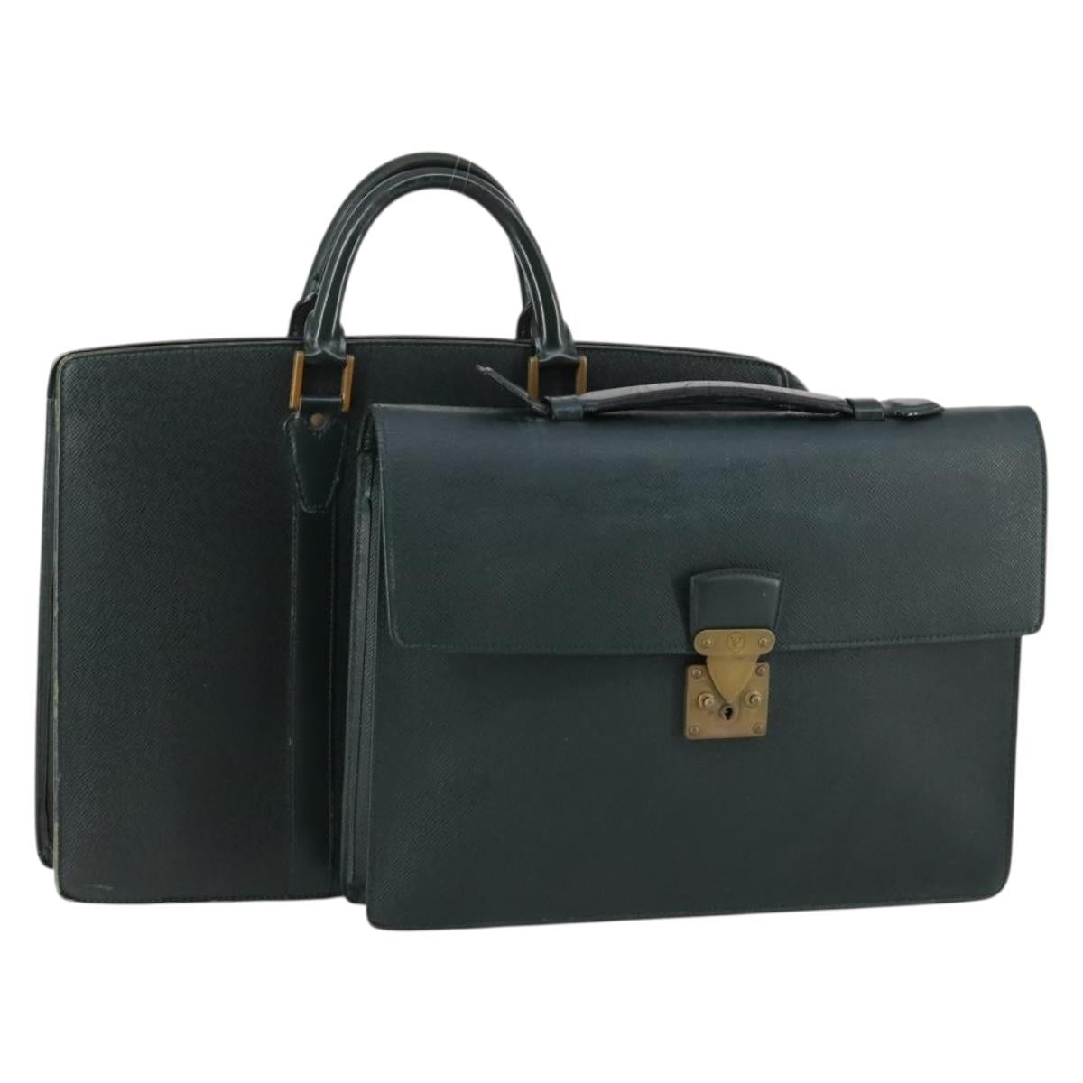 LOUIS VUITTON Monogram Taiga Hand Bag 2Set Green LV Auth bs29562