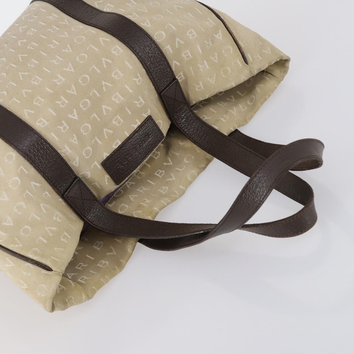 BVLGARI Logo Mania Hand Bag Canvas 2Set Beige Brown Auth bs29563