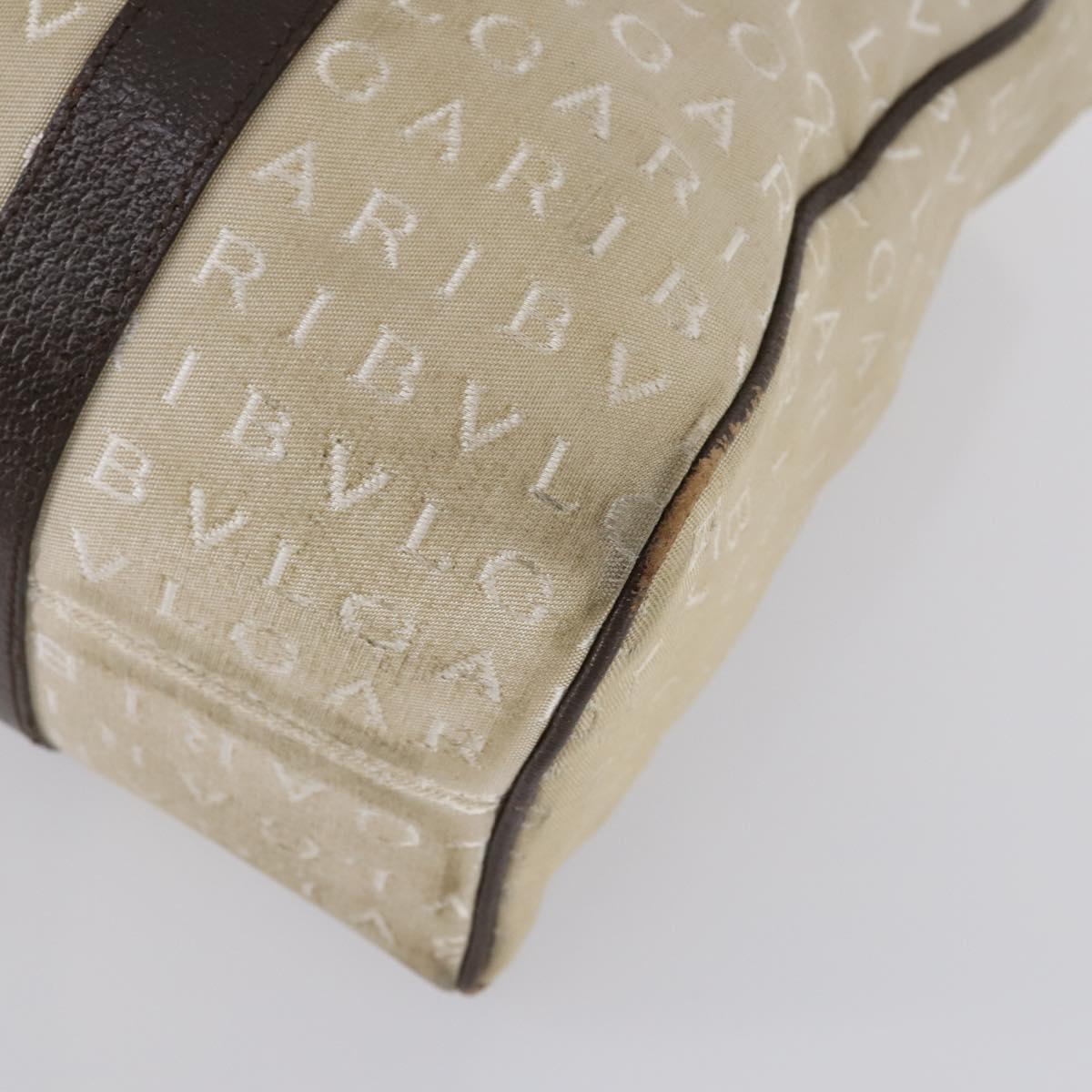 BVLGARI Logo Mania Hand Bag Canvas 2Set Beige Brown Auth bs29563