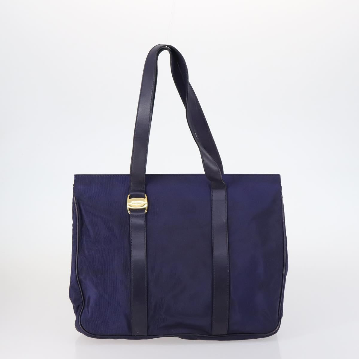 Salvatore Ferragamo Bag Leather Canvas 4Set Beige Black Navy Auth bs29564