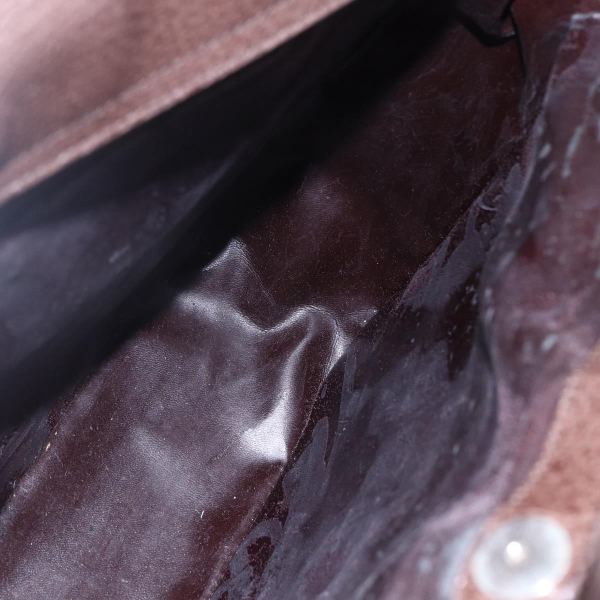 GUCCI Hand Bag Leather Brown Silver Auth bs29572