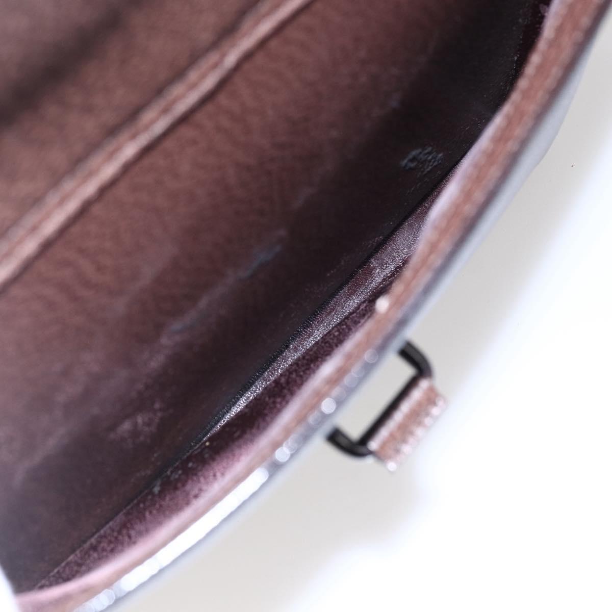 GUCCI Hand Bag Leather Brown Silver Auth bs29572