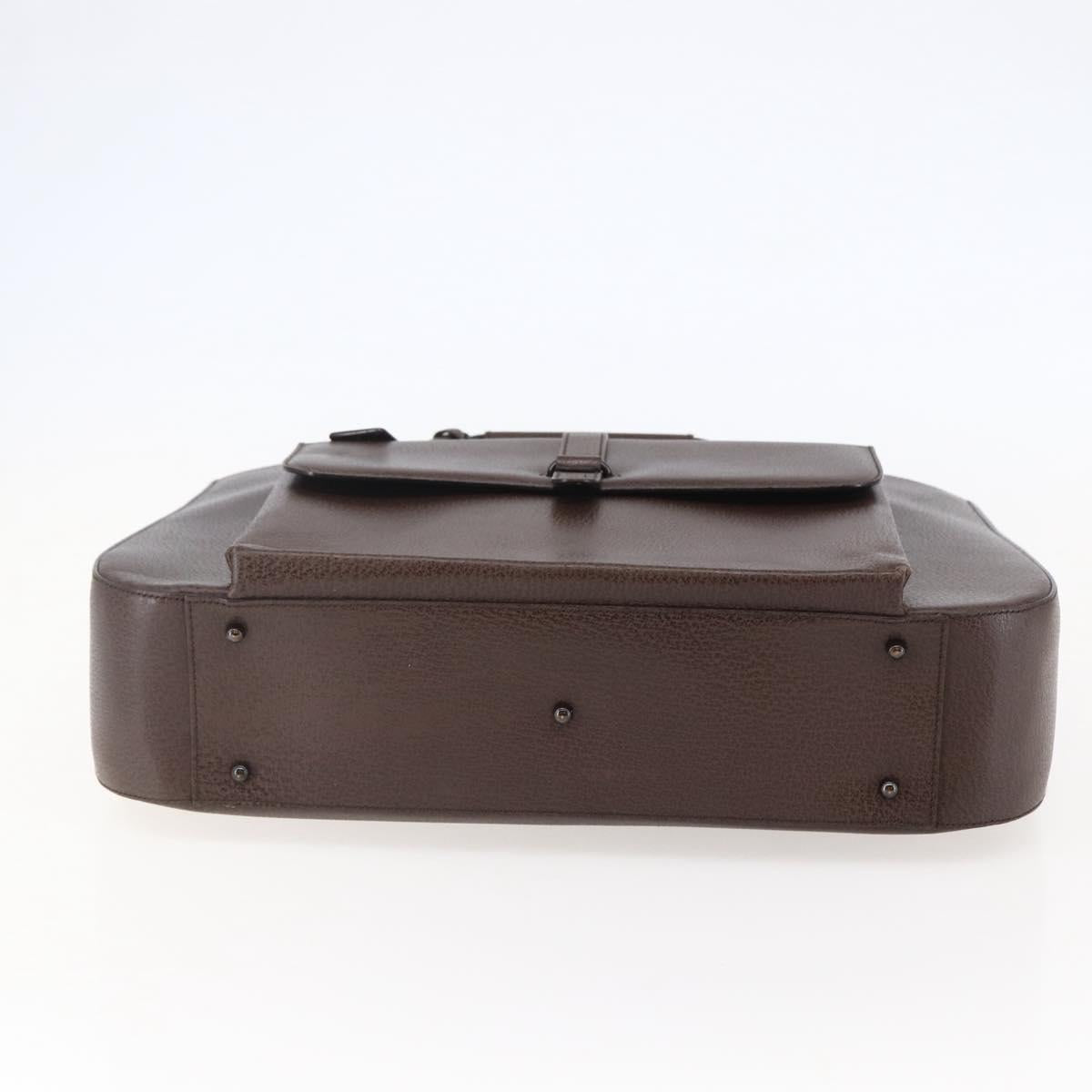 GUCCI Hand Bag Leather Brown Silver Auth bs29572