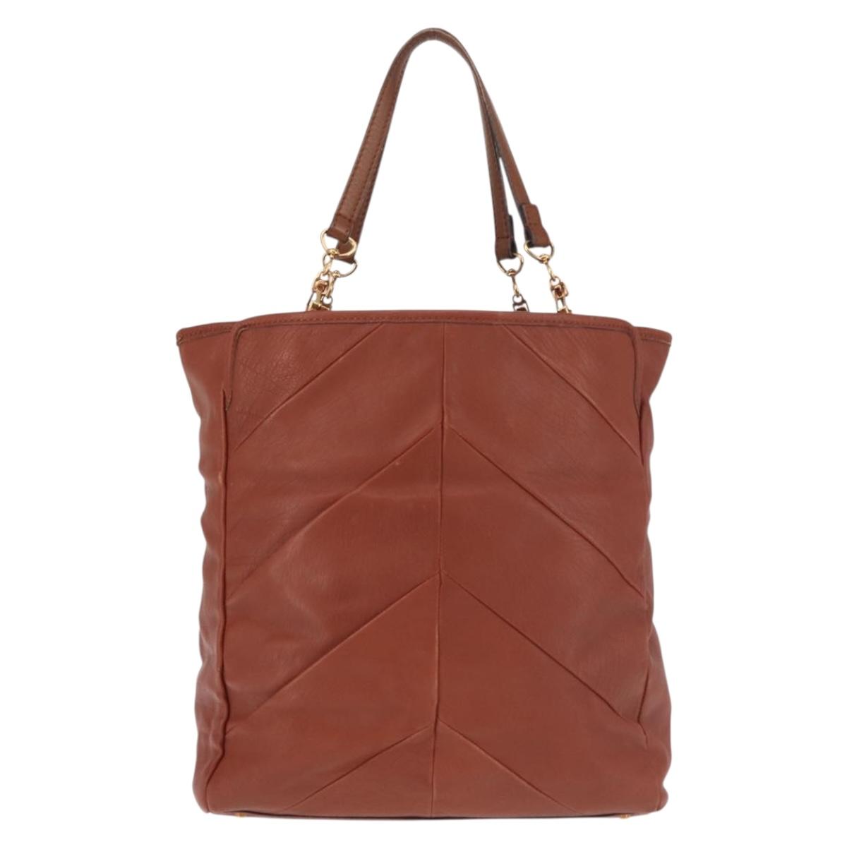 Chloe Tote Bag Leather Brown Gold Auth bs29573