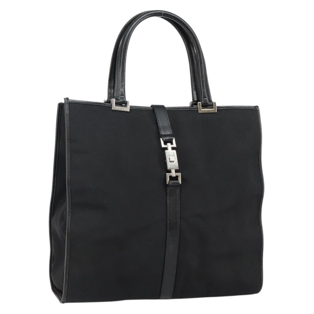 GUCCI Jackie Tote Bag Nylon Black Silver 002 1064 3444 Auth bs29574