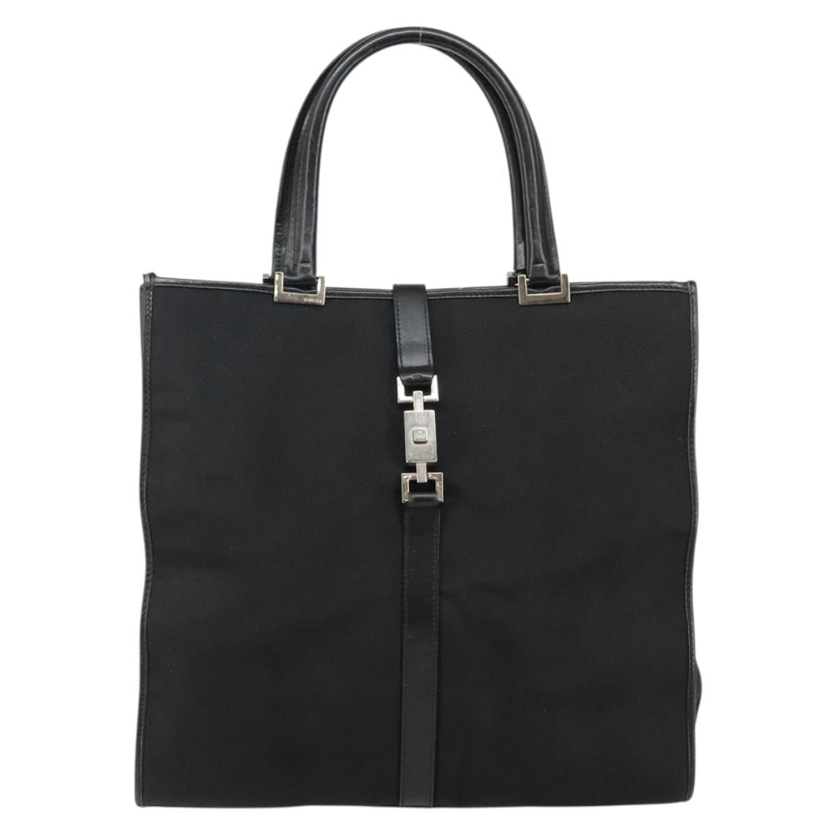 GUCCI Jackie Tote Bag Nylon Black Silver 002 1064 3444 Auth bs29574
