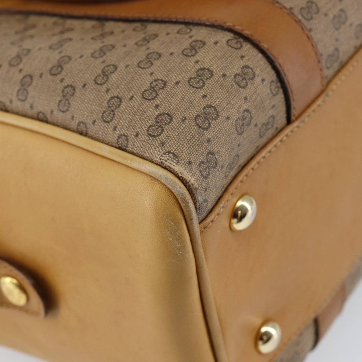 GUCCI Micro GG Supreme Mini Boston Bag PVC Beige Gold Auth bs29576