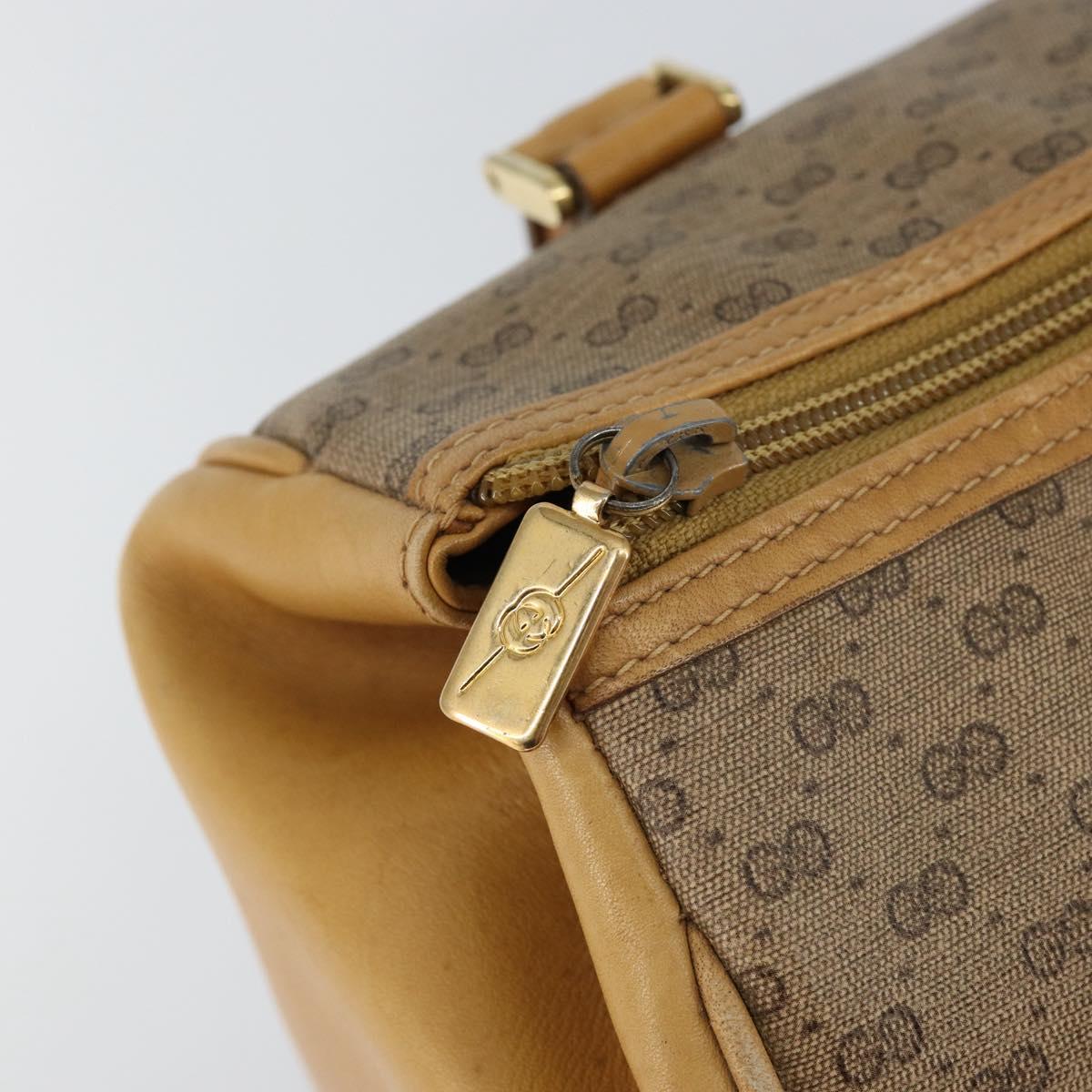 GUCCI Micro GG Supreme Mini Boston Bag PVC Beige Gold Auth bs29576