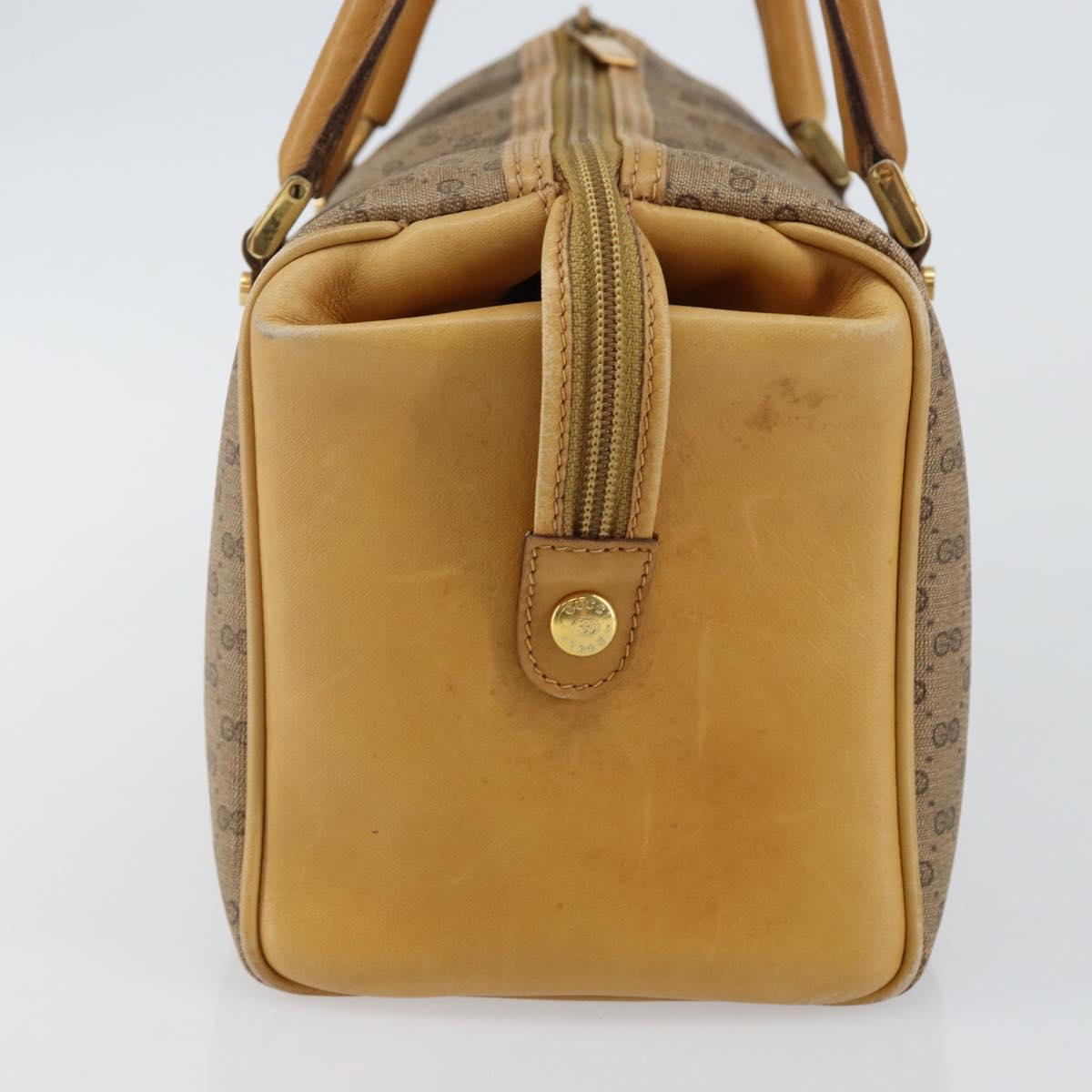 GUCCI Micro GG Supreme Mini Boston Bag PVC Beige Gold Auth bs29576