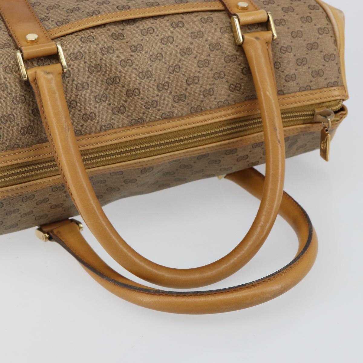 GUCCI Micro GG Supreme Mini Boston Bag PVC Beige Gold Auth bs29576