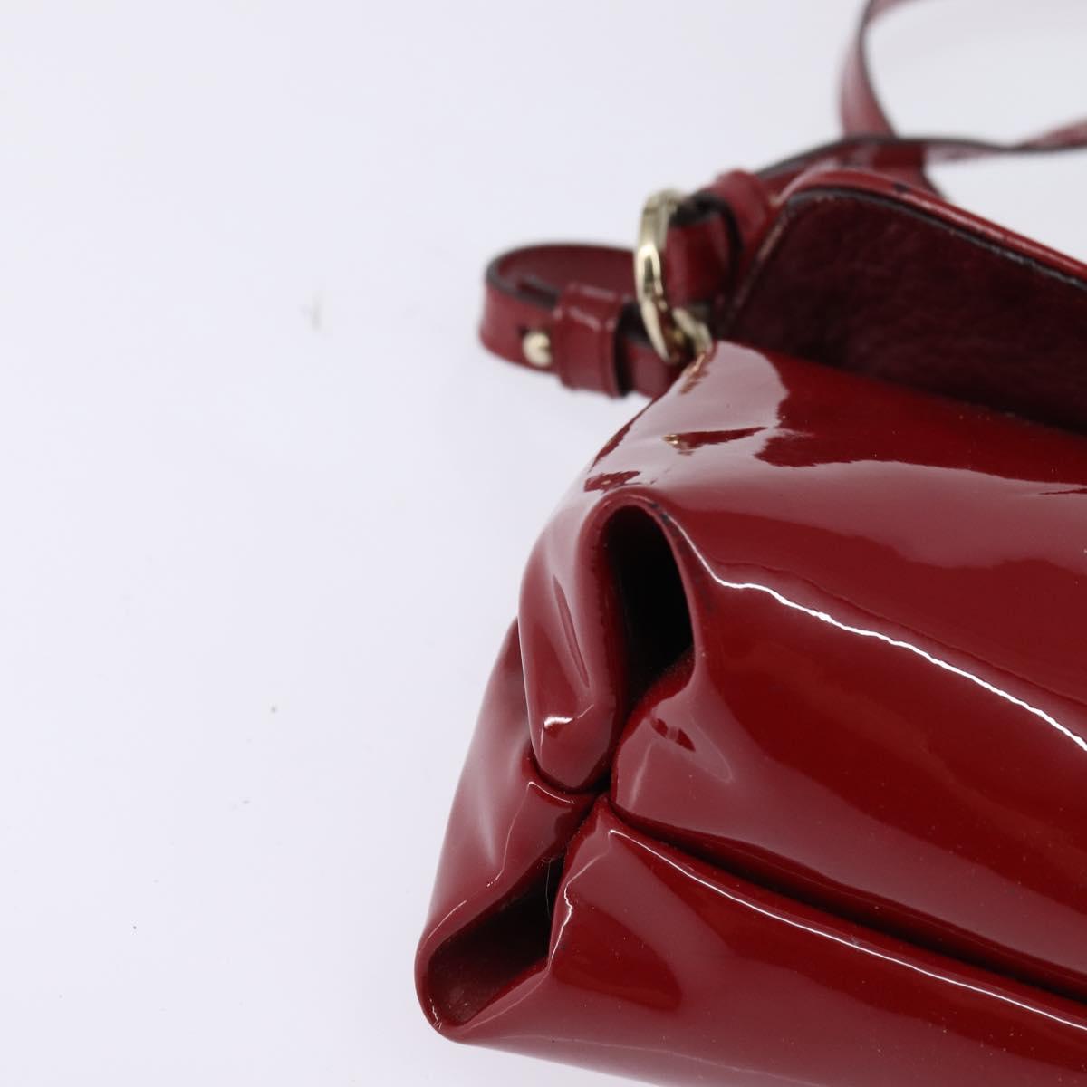 Chloe 2way Pouch Enamel Red Gold Auth bs29581
