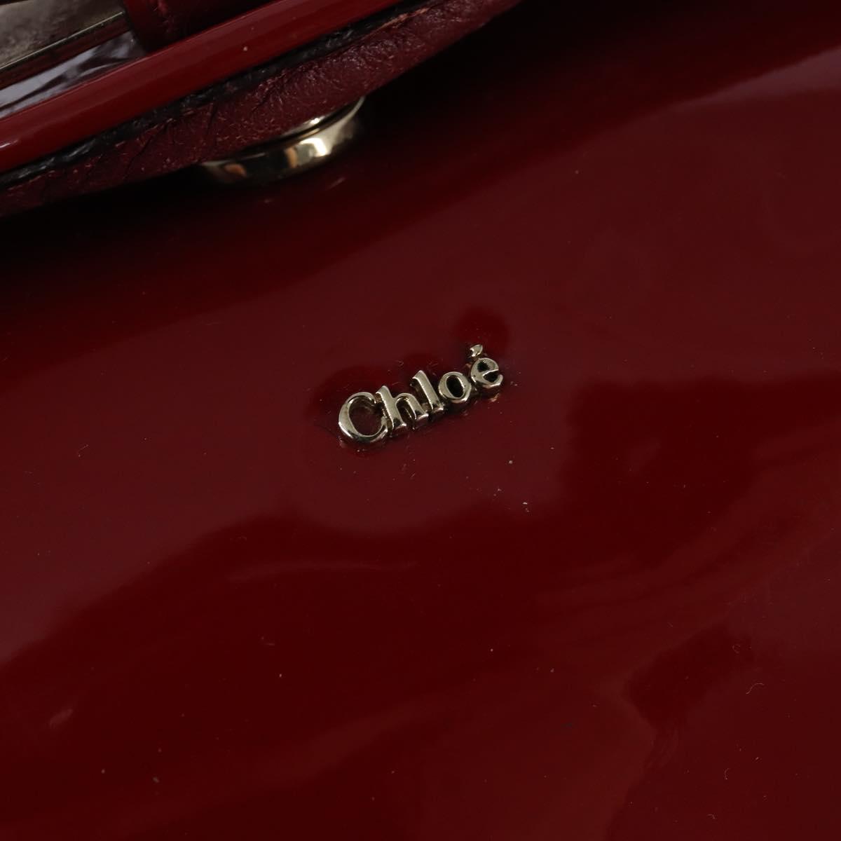 Chloe 2way Pouch Enamel Red Gold Auth bs29581