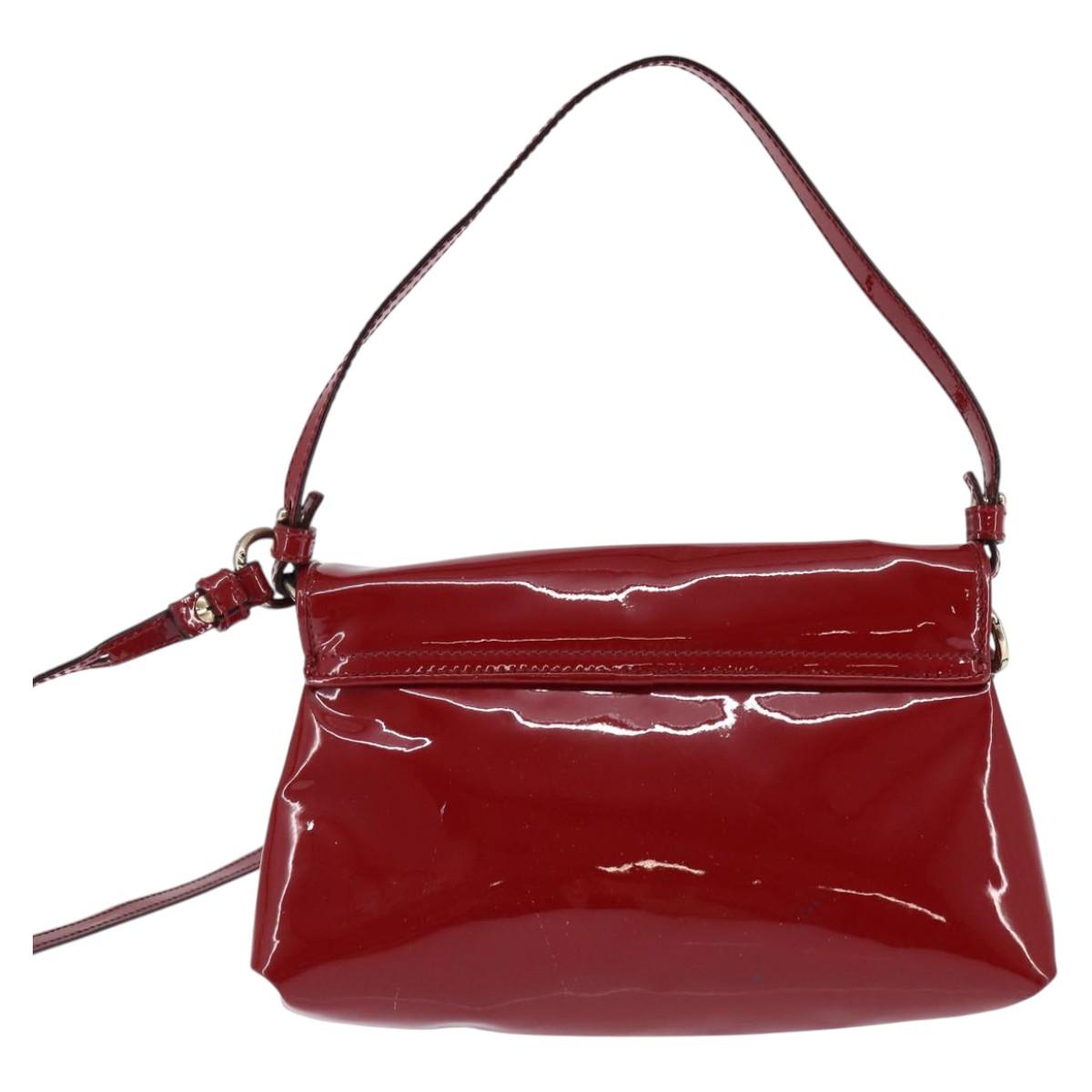 Chloe 2way Pouch Enamel Red Gold Auth bs29581