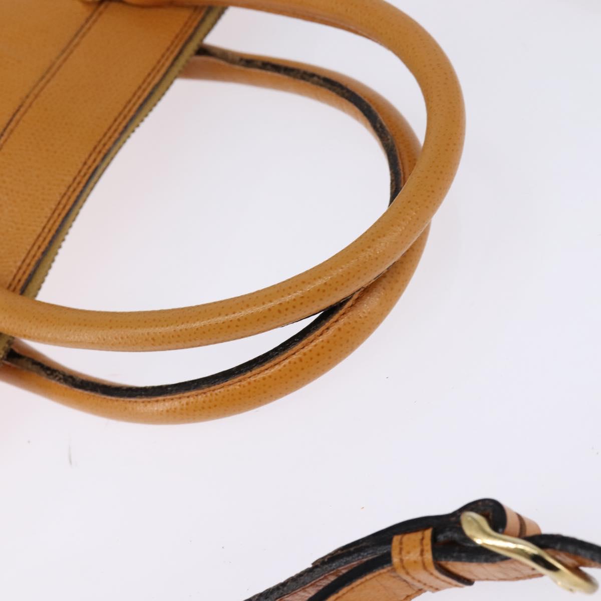 Gianni Versace Sunface Hand Bag Leather 2way Beige Gold Auth bs29583