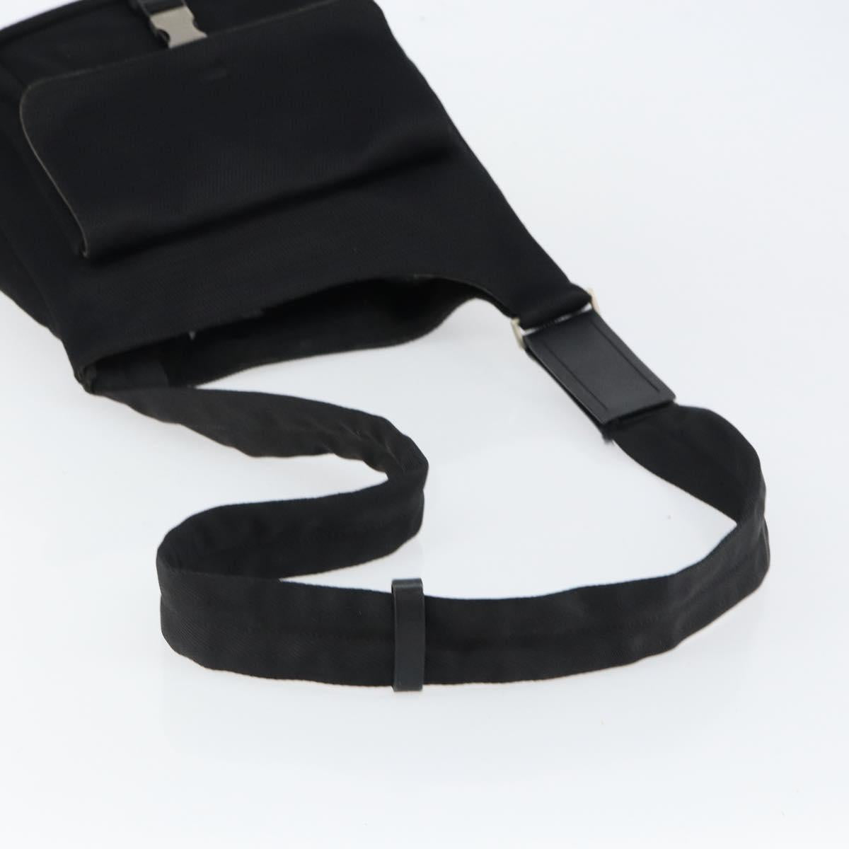 PRADA Sports Shoulder Bag Canvas Black Silver Auth bs29584