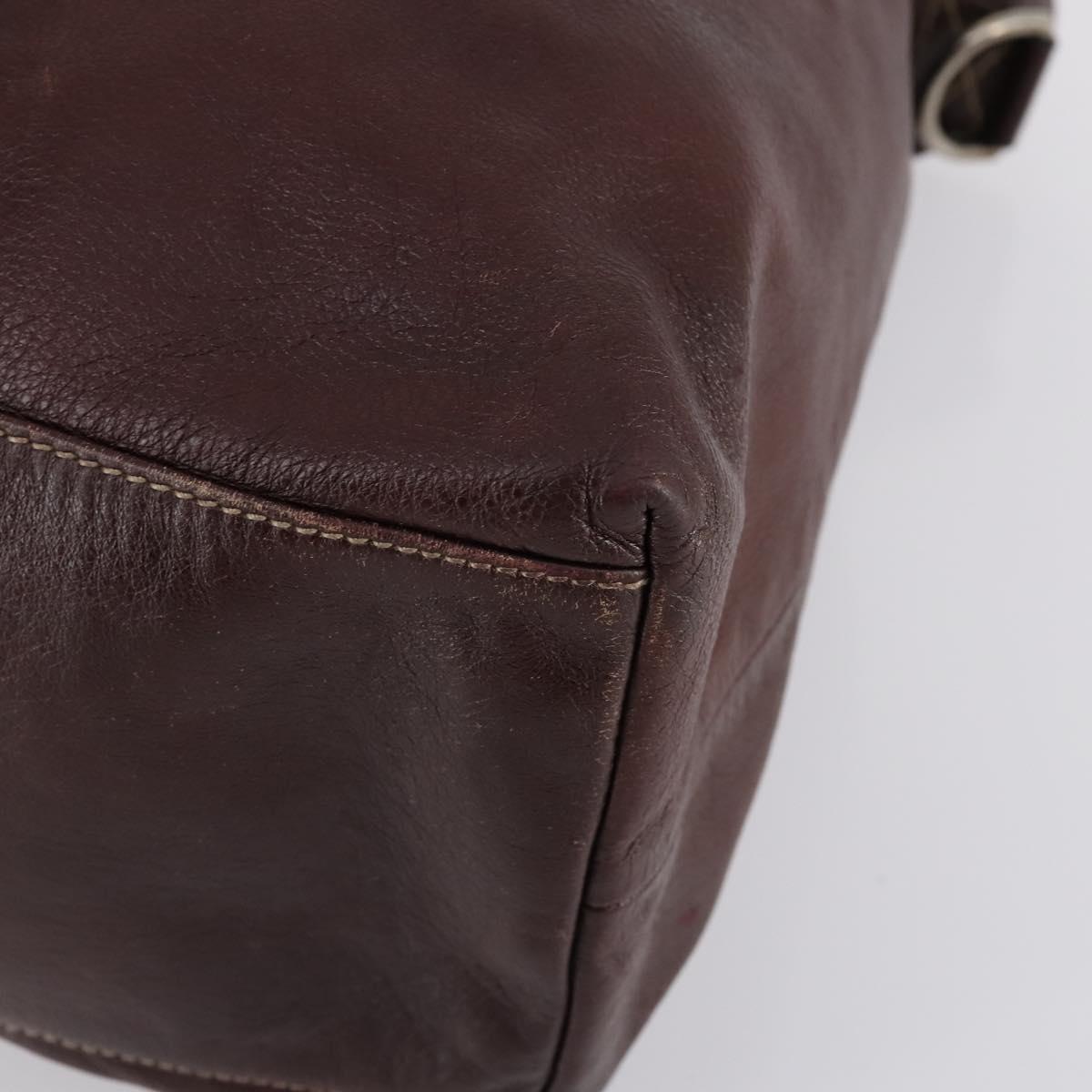 GUCCI Tote Bag Leather Brown Silver 189680 Auth bs29589