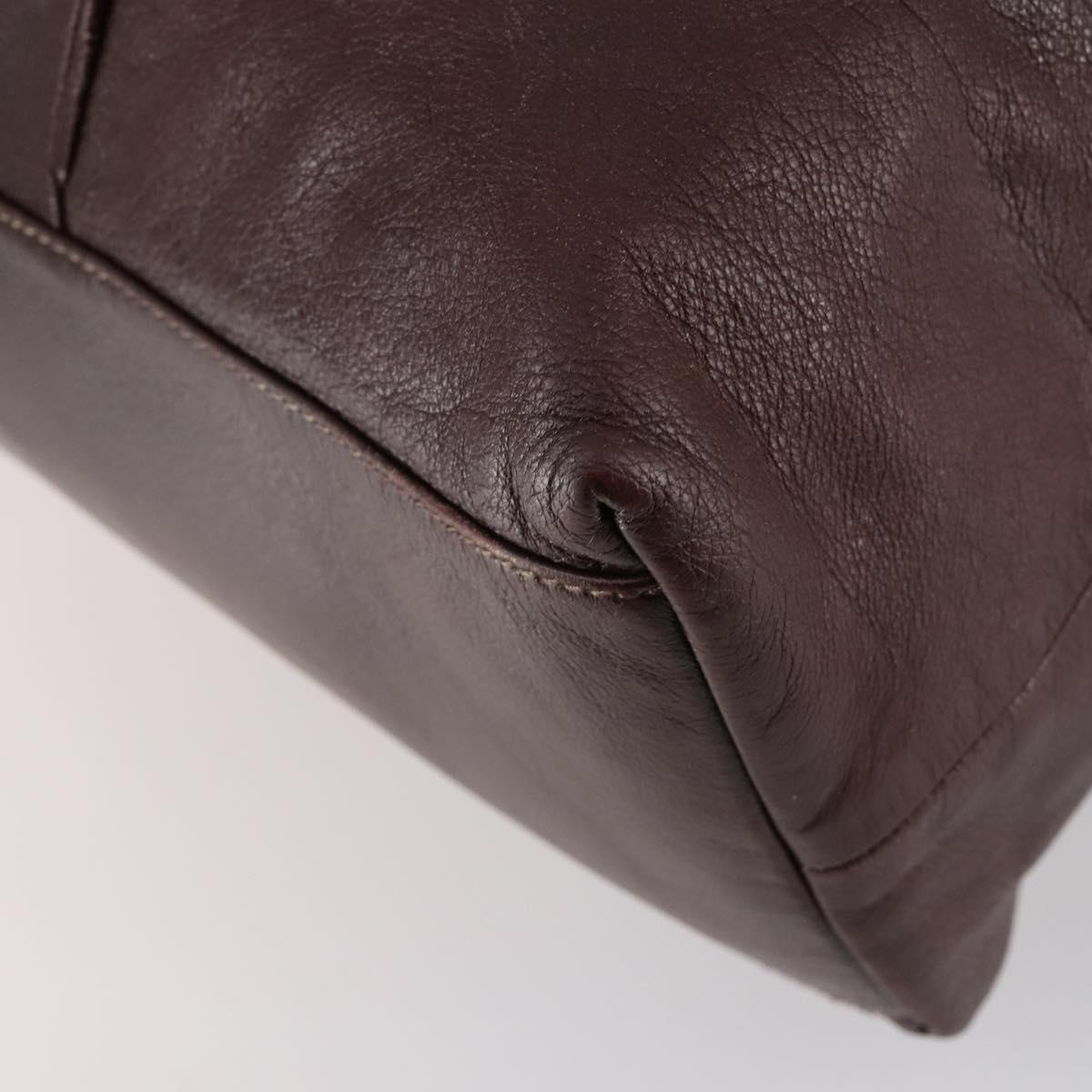 GUCCI Tote Bag Leather Brown Silver 189680 Auth bs29589