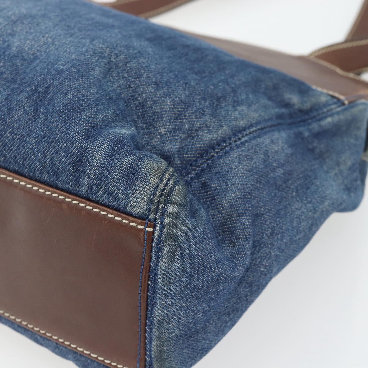 CHANEL Shoulder Bag Denim Blue Brown CC Auth bs29592