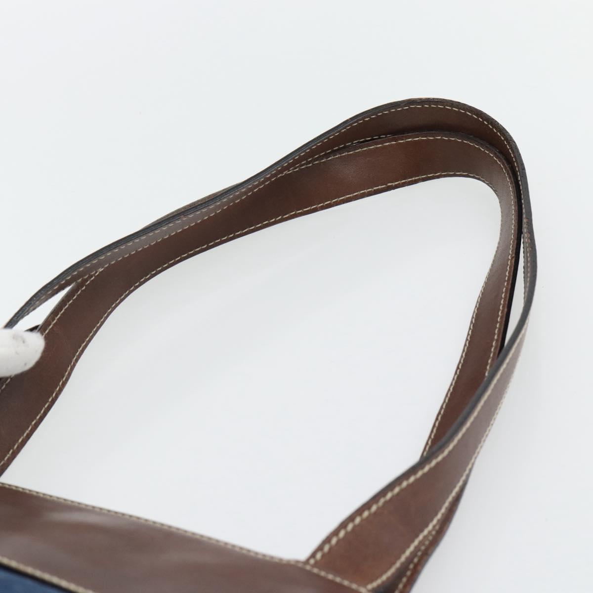 CHANEL Shoulder Bag Denim Blue Brown CC Auth bs29592