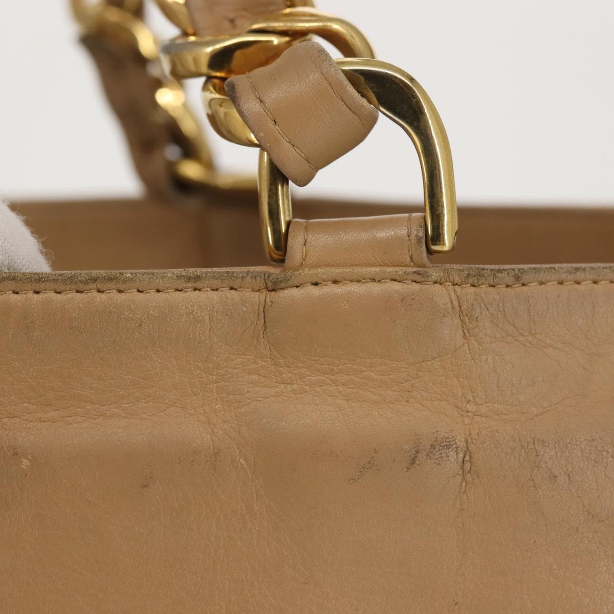 CHANEL COCO Mark Chain Tote Bag Lamb Skin Beige Gold CC Auth bs29597