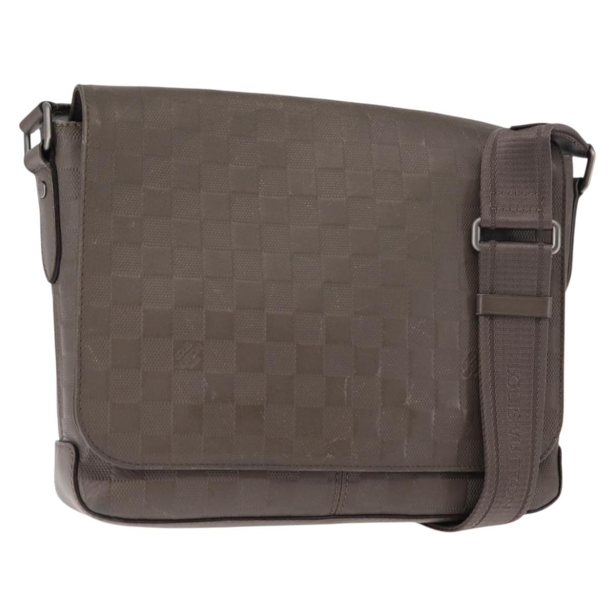 LOUIS VUITTON Damier Infini District PM Shoulder Bag Gray N41485 Auth bs29610