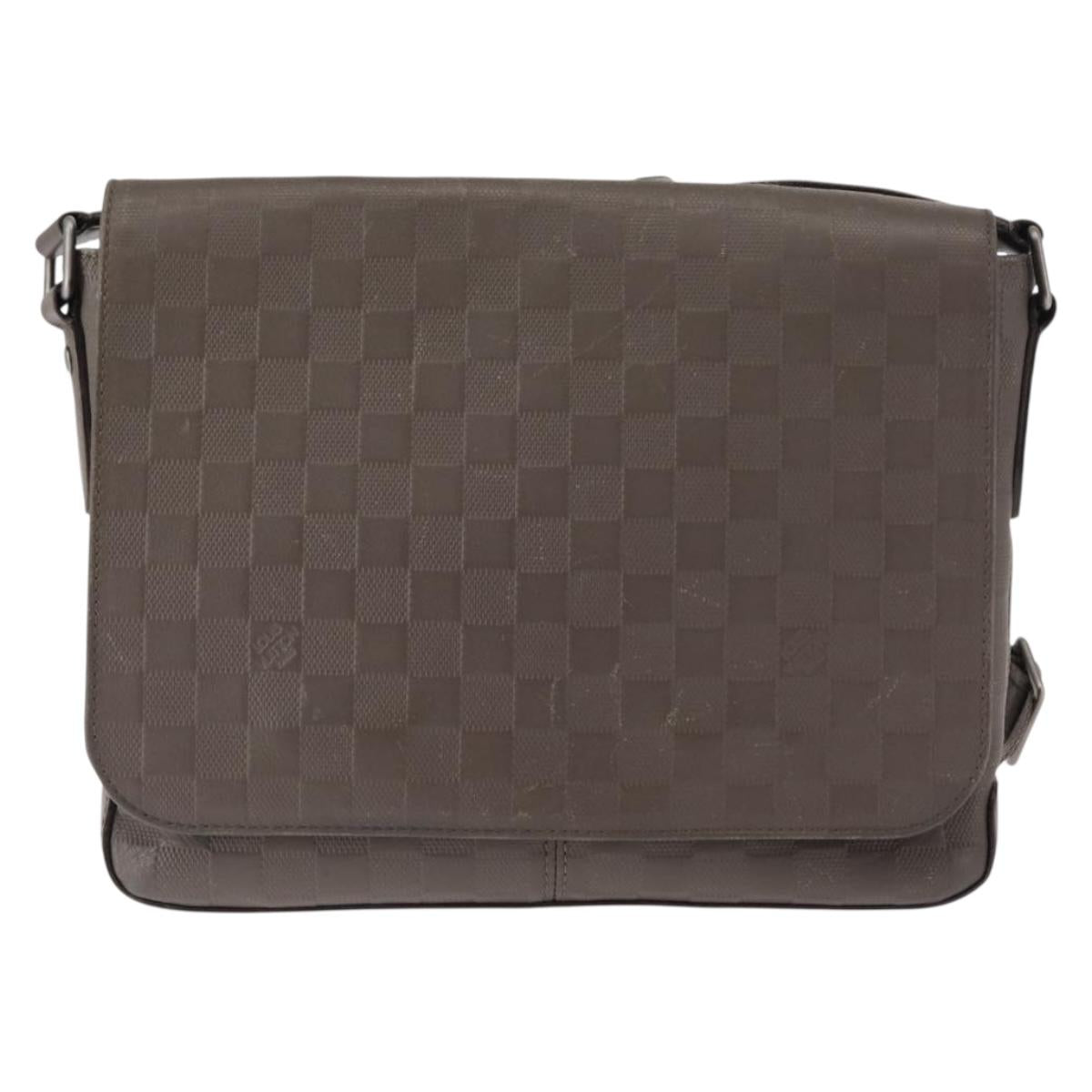 LOUIS VUITTON Damier Infini District PM Shoulder Bag Gray N41485 Auth bs29610
