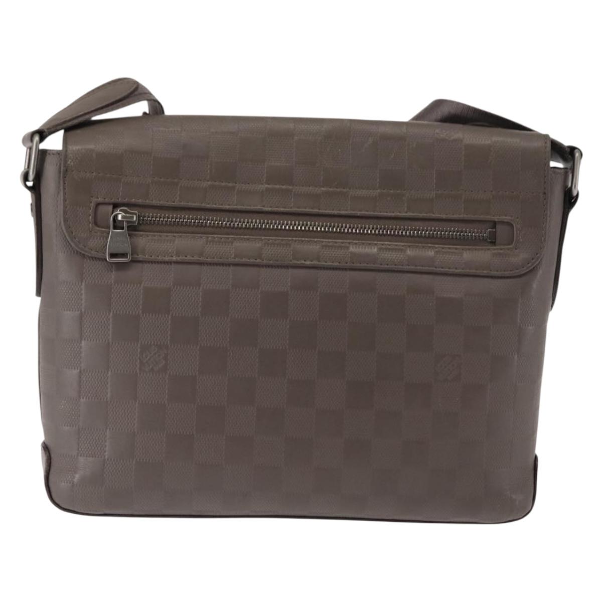 LOUIS VUITTON Damier Infini District PM Shoulder Bag Gray N41485 Auth bs29610