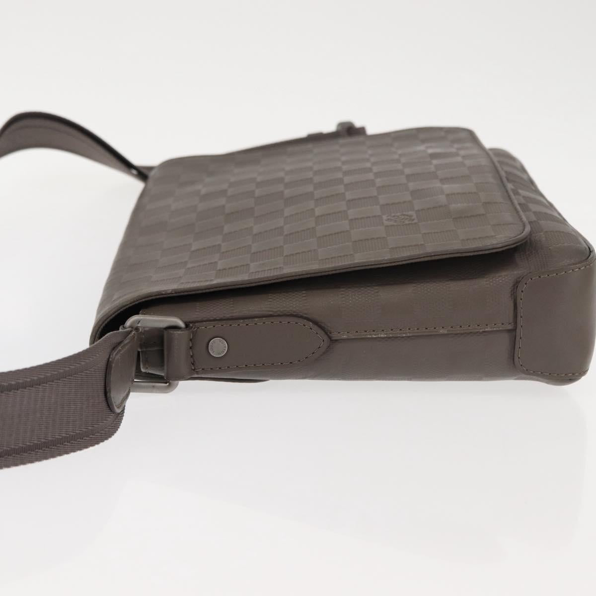 LOUIS VUITTON Damier Infini District PM Shoulder Bag Gray N41485 Auth bs29610