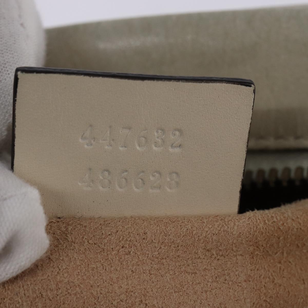 GUCCI GG Marmont Shoulder Bag Leather White Gold 447632 Auth bs29614