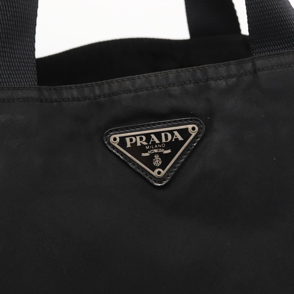 PRADA Tote Bag Nylon Black Silver Auth bs29615