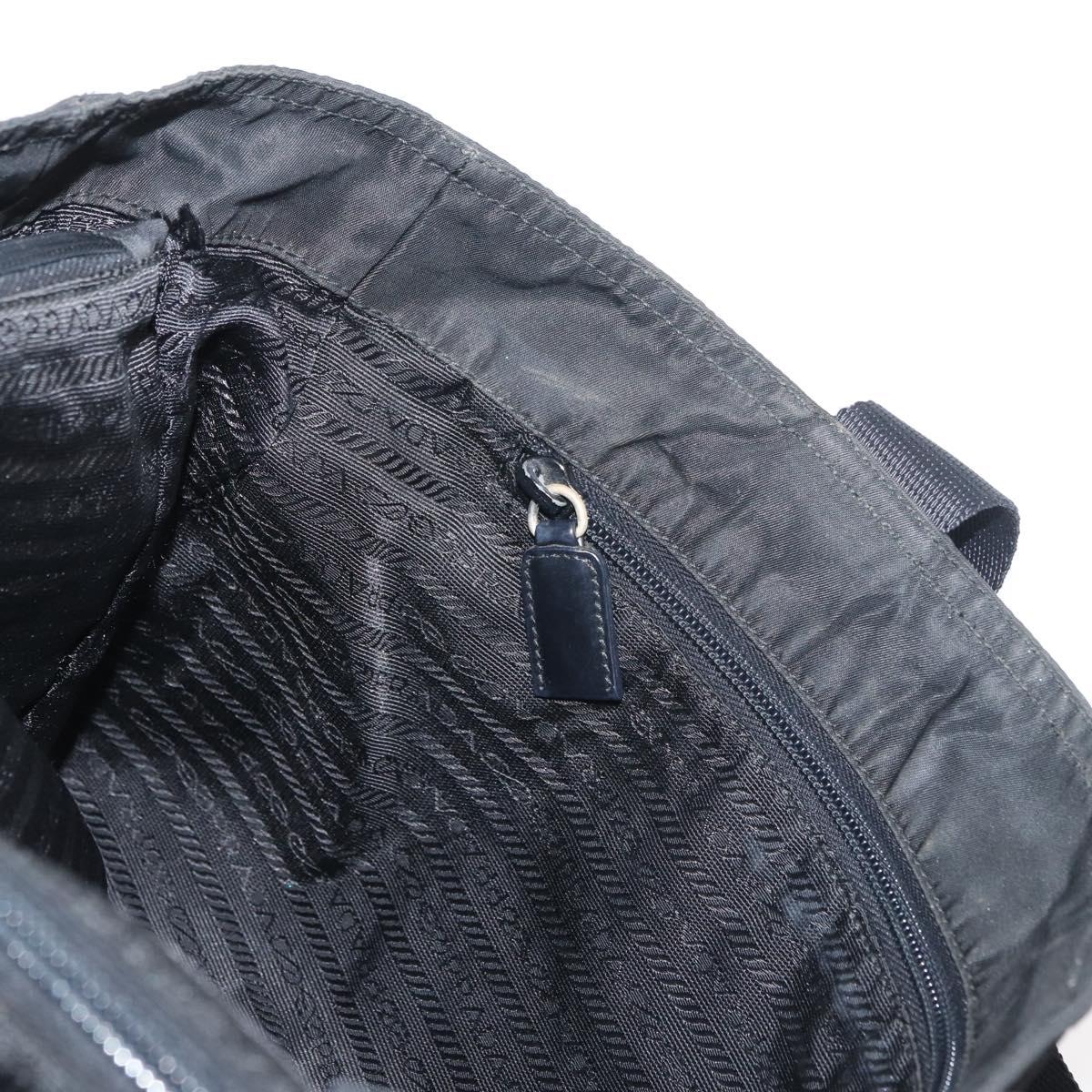 PRADA Tote Bag Nylon Black Silver Auth bs29615