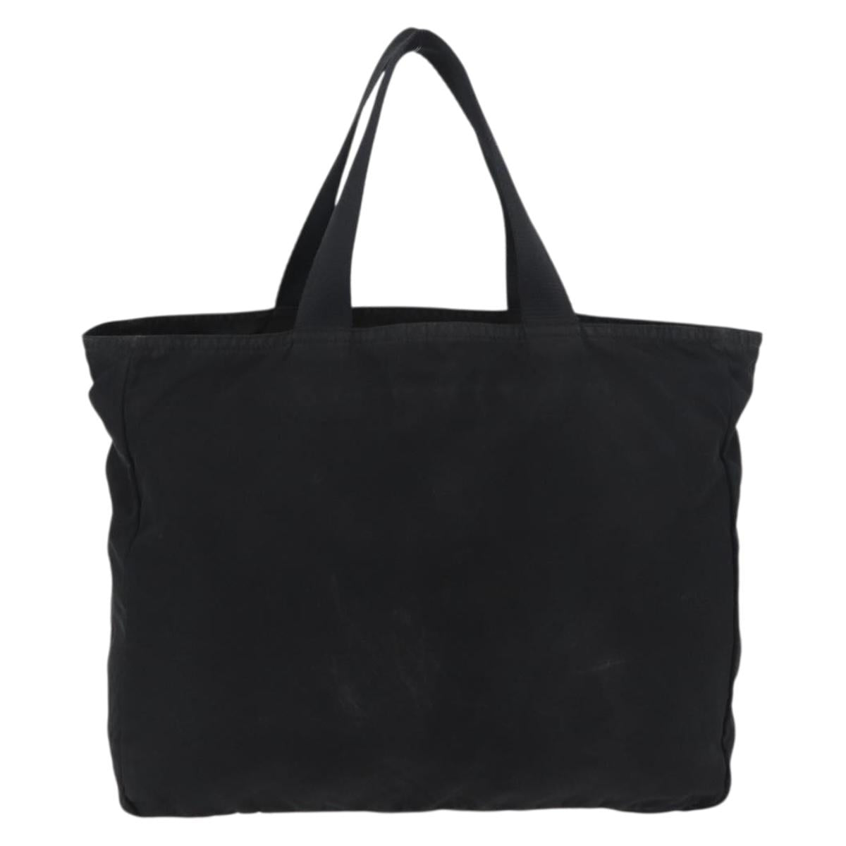 PRADA Tote Bag Nylon Black Silver Auth bs29615