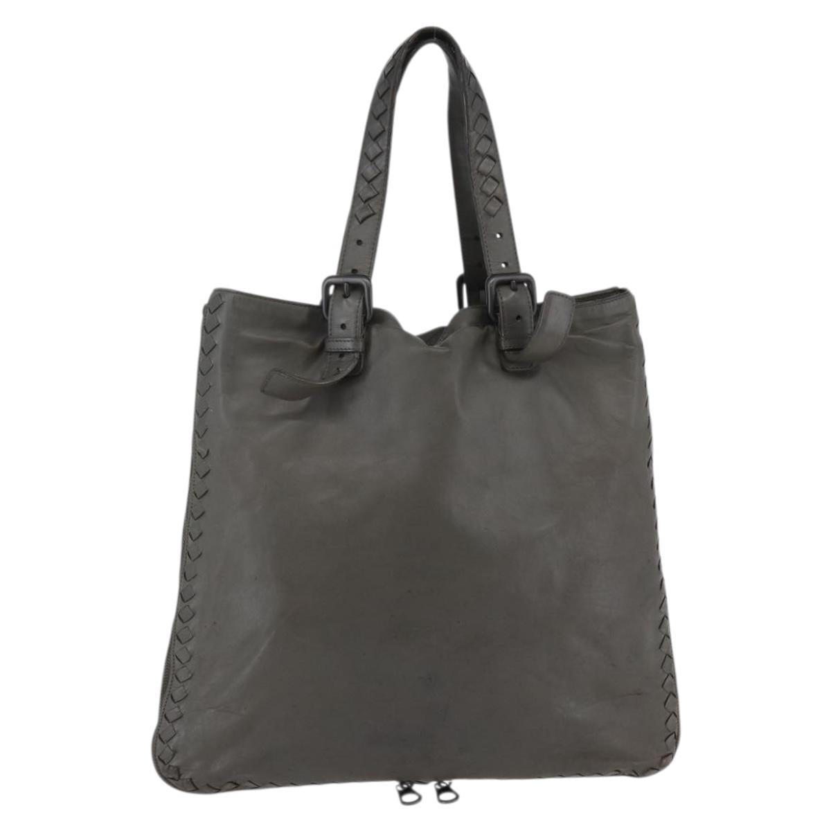 BOTTEGA VENETA INTRECCIATO Tote Bag Leather Gray Auth bs29618