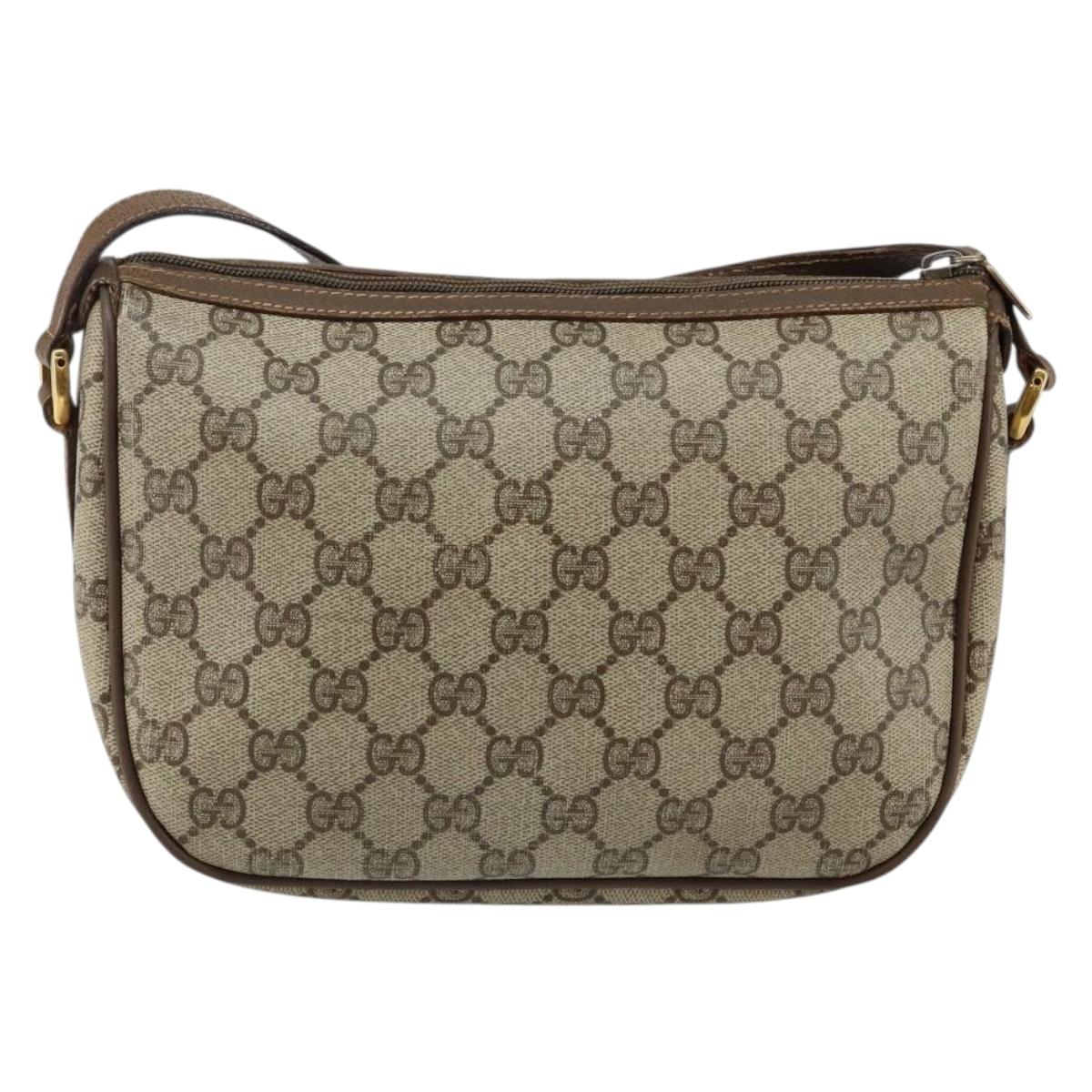 GUCCI GG Supreme Web Sherry Line Shoulder Bag Beige Gold 89 02 032 Auth bs29622
