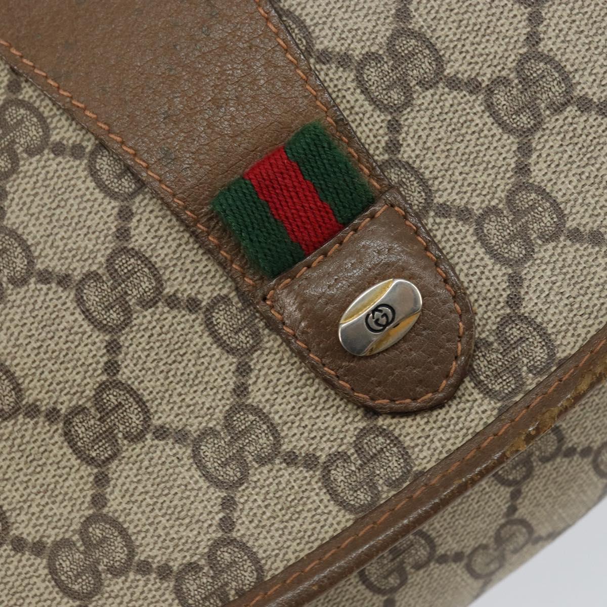 GUCCI GG Supreme Web Sherry Line Bag PVC Beige Gold 89 01 030 Auth bs29623