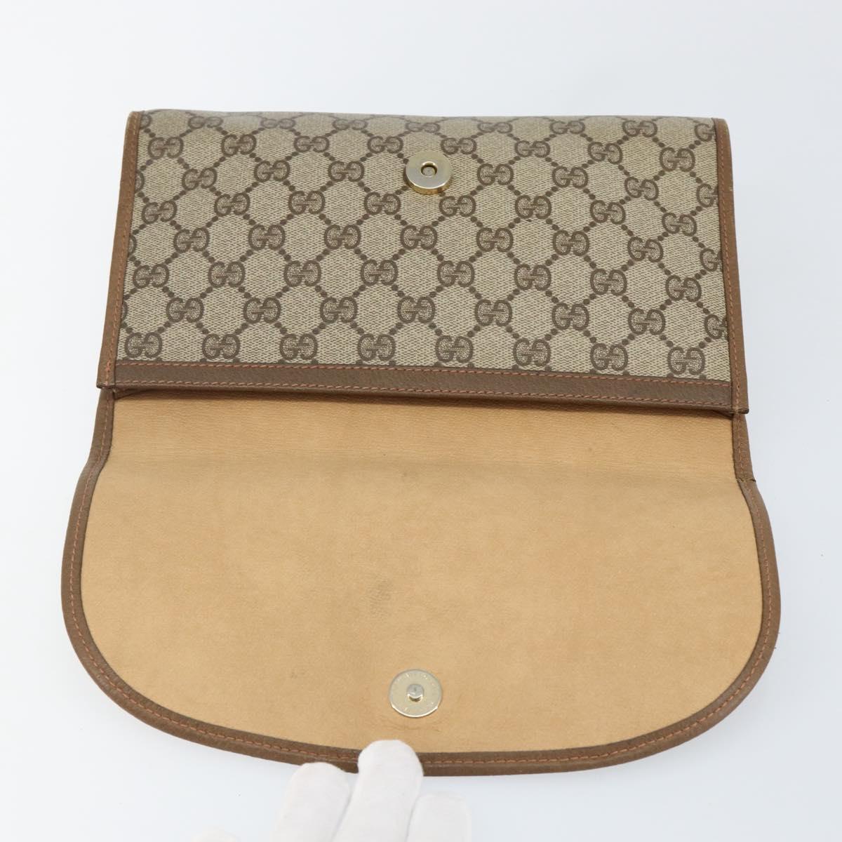 GUCCI GG Supreme Web Sherry Line Bag PVC Beige Gold 89 01 030 Auth bs29623