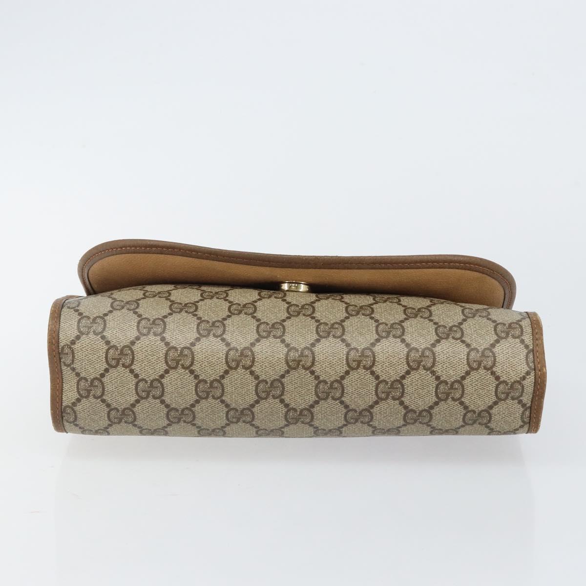 GUCCI GG Supreme Web Sherry Line Bag PVC Beige Gold 89 01 030 Auth bs29623