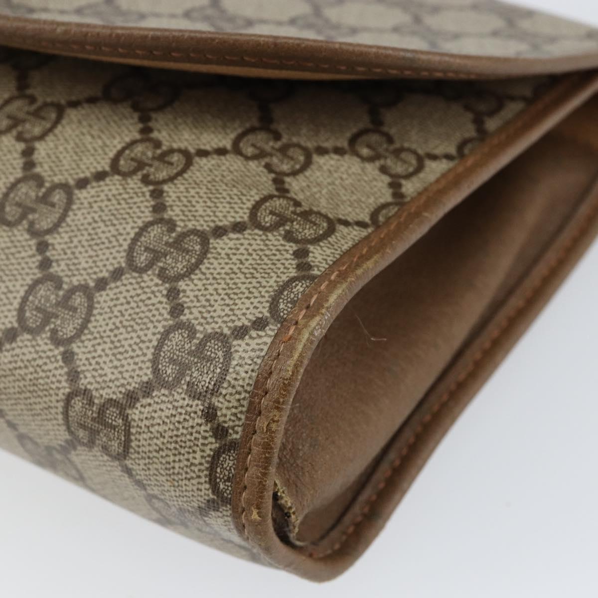 GUCCI GG Supreme Web Sherry Line Bag PVC Beige Gold 89 01 030 Auth bs29623