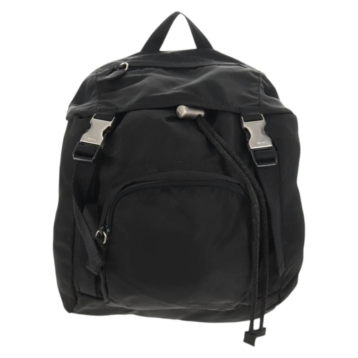 PRADA Backpack Nylon Black Silver Auth bs29624