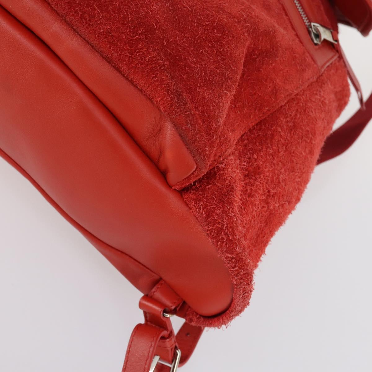 BALENCIAGA Backpack Suede Red Silver Auth bs29626